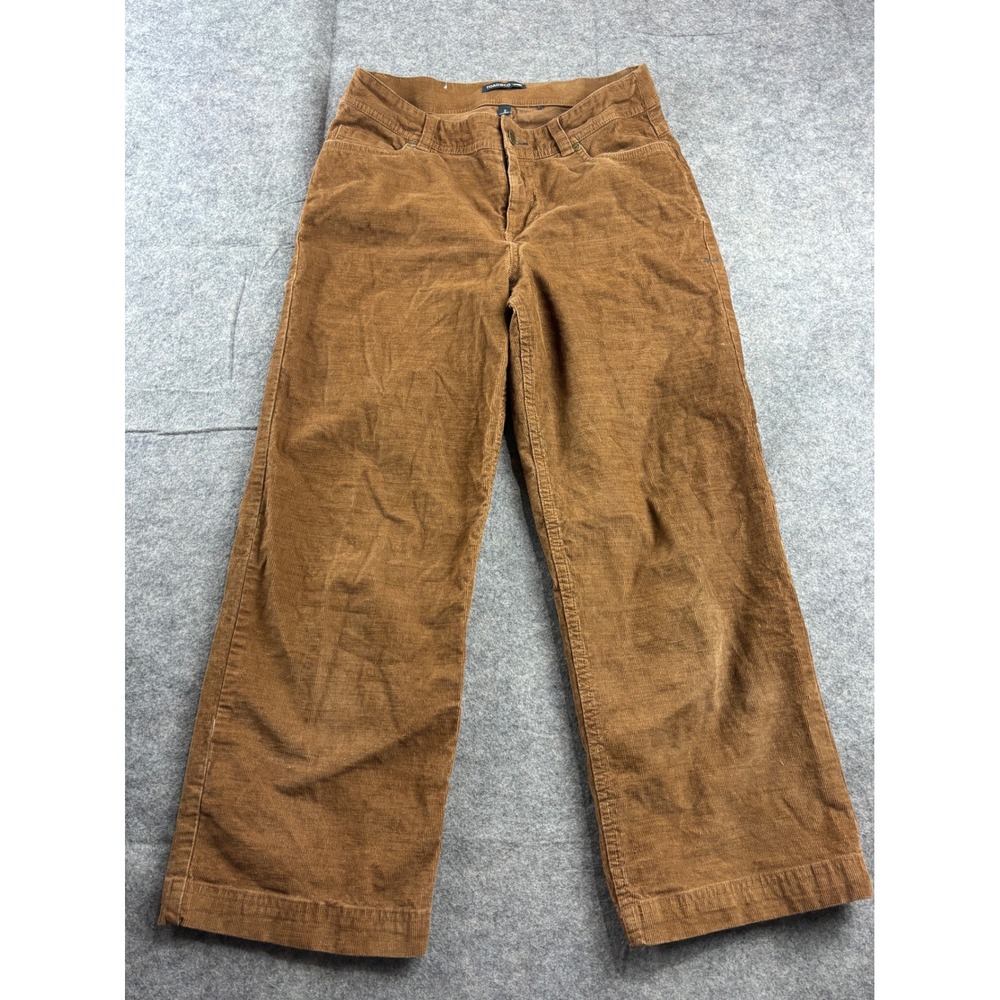 Toad&Co Brown Corduroy Wide Leg Pants Organic Cotton Hemp Blend Womens 2 Granola
